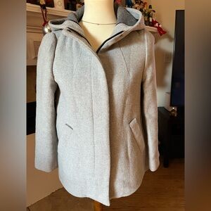 ZARA Basic Wool Blend Hooded Coat Gray Size M (Runs Small)